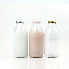 밀크티병500ml (48개/1박스) 딸기 음료 우유 쥬스 디저트 병 유리병